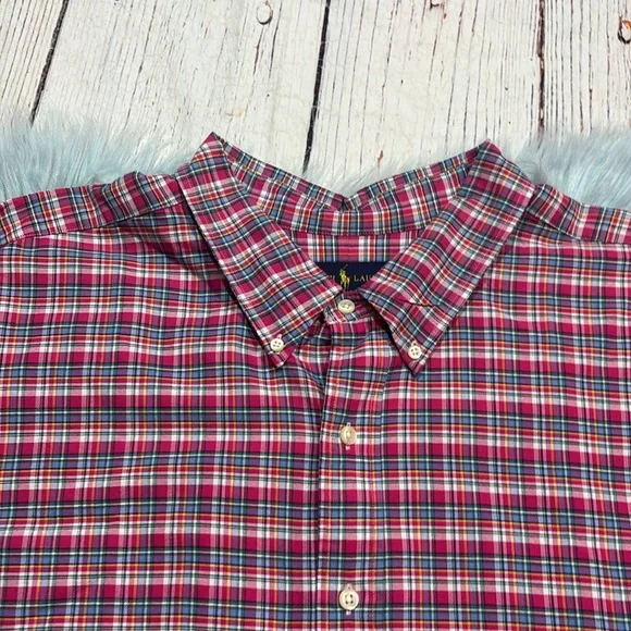 Ralph Lauren Pink Blue Check Classic Button Down Shirt sz 4XLT - Picture 2 of 10